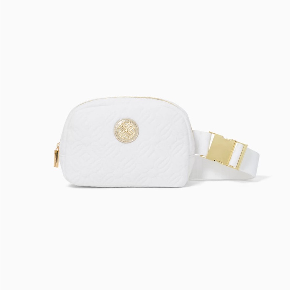 NWT Lilly Pulitzer White and Gold Quilted Jeanie Belt Bag